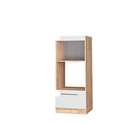 Vicco Mobile cucina microonde Fame-Line, Bianco lucido, 60 cm | Frontale in MDF · Guide metalliche a estrazione totale · Piedini regolabili in altezza · Maniglie in metallo