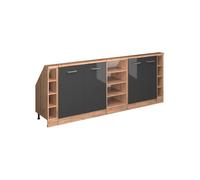Vicco Mobile cucina sottotetto R-Line, Antracite lucido/oro power oak, 215 cm Set di 5