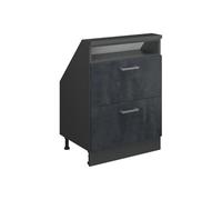 Vicco Mobile cucina sottotetto R-Line, Calcestruzzo nero/antracite, 60 cm con 2 cassetti