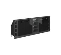 Vicco Mobile cucina sottotetto R-Line, Nero lucido/antracite, 215 cm Set di 5