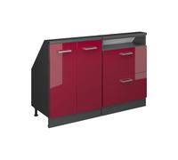 Vicco Mobile cucina sottotetto R-Line, Rosso lucido/antracite, 140 cm Set di 2