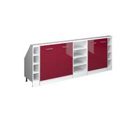 Vicco Mobile cucina sottotetto R-Line, Rosso lucido/bianco, 215 cm Set di 5