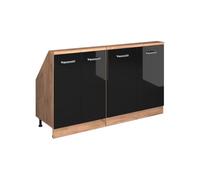 Vicco Mobile cucina sottotetto R-Line, Rovere nero/oro lucido, 140 cm Set di 2