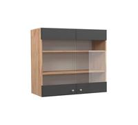 Vicco Mobile da cucina in vetro Fame-Line, Antracite-oro, 80 cm, per la combinazione con altri moduli della serie Fame-Line