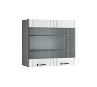 Vicco Mobile da cucina in vetro Fame-Line, Bianco casa di campagna, 80 cm, per la combinazione con altri moduli della serie Fame-Line