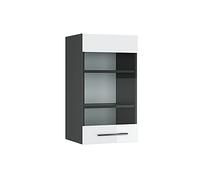Vicco Mobile da cucina in vetro Fame-Line, Bianco lucido/Antracite, 40 cm