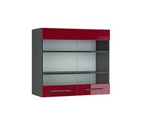 Vicco Mobile da cucina in vetro Fame-Line, Rosso bordeaux lucido, 80 cm, per la combinazione con altri moduli della serie Fame-Line