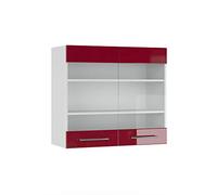 Vicco Mobile da cucina in vetro Fame-Line, Rosso bordeaux lucido, 80 cm, per la combinazione con altri moduli della serie Fame-Line