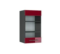 Vicco Mobile da cucina in vetro Fame-Line, Rosso bordeaux lucido/Antracite, 40 cm