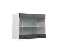 Vicco Mobile da cucina in vetro R-line, Antracite casa di campagna/Bianco, 80 cm