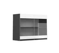 Vicco Mobile da cucina in vetro R-Line, Bianco, 80 cm Forma a J, per la libera combinazione all'interno di sistemi cucina modulari