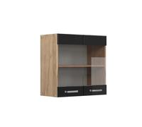 Vicco Mobile da cucina in vetro R-Line, Nero lucido, 60 cm, per la libera combinazione all'interno di sistemi cucina modulari