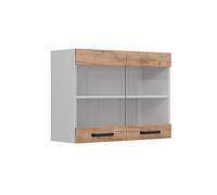 Vicco Mobile da cucina in vetro R-Line, Quercia dorata, 80 cm, per la libera combinazione all'interno di sistemi cucina modulari