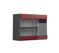 Vicco Mobile da cucina in vetro R-Line, Rosso, 80 cm