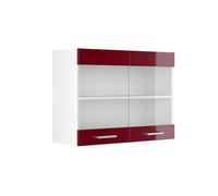 Vicco Mobile da cucina in vetro R-Line, Rosso lucido, 80 cm