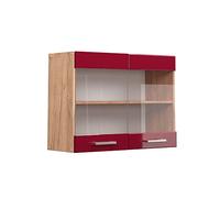 Vicco Mobile da cucina in vetro R-Line, Rosso lucido, 80 cm