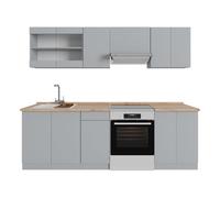 Vicco Mobile da cucina R-Line, Grigio, 240 cm | PL Rovere, con moduli posizionabili variabilmente e piedini regolabili in altezza