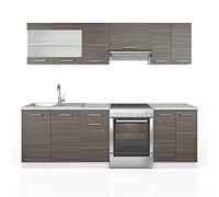 Vicco Mobile da cucina Raul, Grigio prezioso/bianco, 240 cm, PL Marmo, combinabile in modo flessibile con elementi modulari