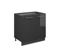 Vicco Mobile lavello cucina Fame-Line, Antracite lucido, 80 cm con ripiano, senza piano di lavoro