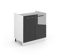 Vicco mobile lavello cucina Fame-Line, Antracite lucido/Bianco, 80 cm senza piano di lavoro
