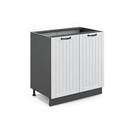 Vicco mobile lavello cucina Fame-Line, Bianco casa di campagna/Antracite, 80 cm con ripiano, senza piano di lavoro
