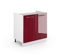 Vicco Mobile lavello cucina Fame-Line, Bordeaux lucido, 80 cm
