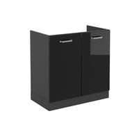 Vicco Mobile lavello cucina R-Line, Nero lucido, 80 cm