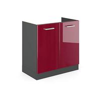 Vicco Mobile lavello cucina R-Line, Rosso lucido, 80 cm