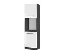 Vicco mobile per forno da incasso Fame-Line, Bianco lucido/Antracite, 60 cm aperto