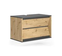 Vicco Mobile sottolavabo per bagno Edelin, Antracite/Artisan, 80 x 50 cm | con 2 cassetti, per montaggio a parete e compatibile con sifoni standard