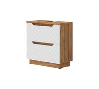 Vicco Mobile sottolavabo per bagno Lotta, Bianco, 59.8 x 62.5 cm con 2 cassetti, adatto per il montaggio sotto lavabi standard