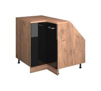 Vicco Mobile sottotetto Mobile angolare Rion, Nero lucido, 75.6 x 81.6 cm con 1 porta, carcassa dell’armadio profondità 60 cm, adatto per il salvaspazio sotto tetti spioventi