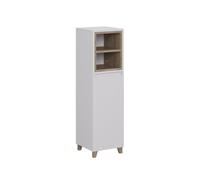 Vicco mobiletto bagno Elnor, Bianco/quercia, 30 x 105 cm con cesto portabiancheria pieghevole