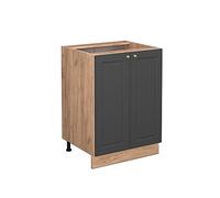 Vicco Mobiletto base cucina Fame-Line, Antracite-oro/Quercia dorata, 60 cm senza piano di lavoro