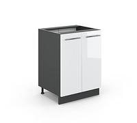 Vicco Mobiletto base cucina Fame-Line, Bianco lucido/Antracite, 60 cm senza piano di lavoro