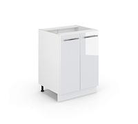 Vicco Mobiletto base cucina Fame-Line, Bianco lucido/Bianco, 60 cm senza piano di lavoro
