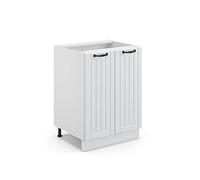 Vicco Mobiletto base cucina Fame-Line, Bianco rustico, 60 cm senza piano di lavoro, per la combinazione con altri moduli della serie Fame-Line
