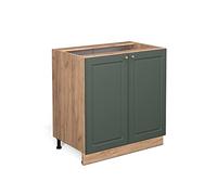 Vicco Mobiletto base cucina Fame-Line, Verde-oro Country House, 80 cm con ripiano, senza piano di lavoro