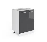 Vicco Mobiletto base cucina R-Line, Antracite lucido, 60 cm senza piano di lavoro, per la libera combinazione all'interno di sistemi cucina modulari