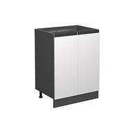 Vicco Mobiletto base cucina R-Line, Bianco, 60 cm Forma a J, senza piano di lavoro, per la libera combinazione all'interno di sistemi cucina modulari