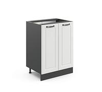 Vicco Mobiletto base cucina R-Line, Bianco country, 60 cm | Frontale in MDF · Senza piano di lavoro · Piedini regolabili in altezza · 1 Ripiano · Liberamente combinabile