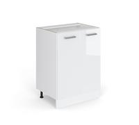 Vicco Mobiletto base cucina R-Line, Bianco lucido, 60 cm senza piano di lavoro, per la libera combinazione all'interno di sistemi cucina modulari