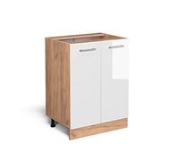 Vicco Mobiletto base cucina R-Line, Bianco lucido, 60 cm senza piano di lavoro, per la libera combinazione all'interno di sistemi cucina modulari