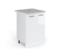 Vicco Mobiletto base cucina R-line, Bianco lucido/Bianco, 60 cm, PL Marmo
