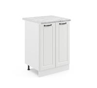 Vicco Mobiletto base cucina R-Line, Bianco rustico, 60 cm, PL Marmo, per la libera combinazione all'interno di sistemi cucina modulari