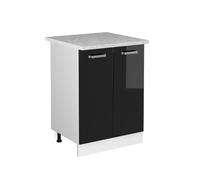 Vicco Mobiletto base cucina R-line, Nero lucido/Bianco, 60 cm, PL Marmo