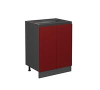 Vicco Mobiletto base cucina R-Line, Rosso, 60 cm Forma a J, senza piano di lavoro, per la libera combinazione all'interno di sistemi cucina modulari