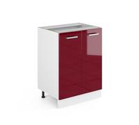 Vicco Mobiletto base cucina R-Line, Rosso lucido, 60 cm senza piano di lavoro, per la libera combinazione all'interno di sistemi cucina modulari