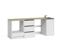 Vicco Mobiletto base cucina Viktor, Bianco/Rovere artigianale, con lavello e rubinetto