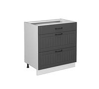Vicco mobiletto base per cucina Fame-Line, Antracite/Bianco, 80 cm con 3 cassetti, senza piano di lavoro